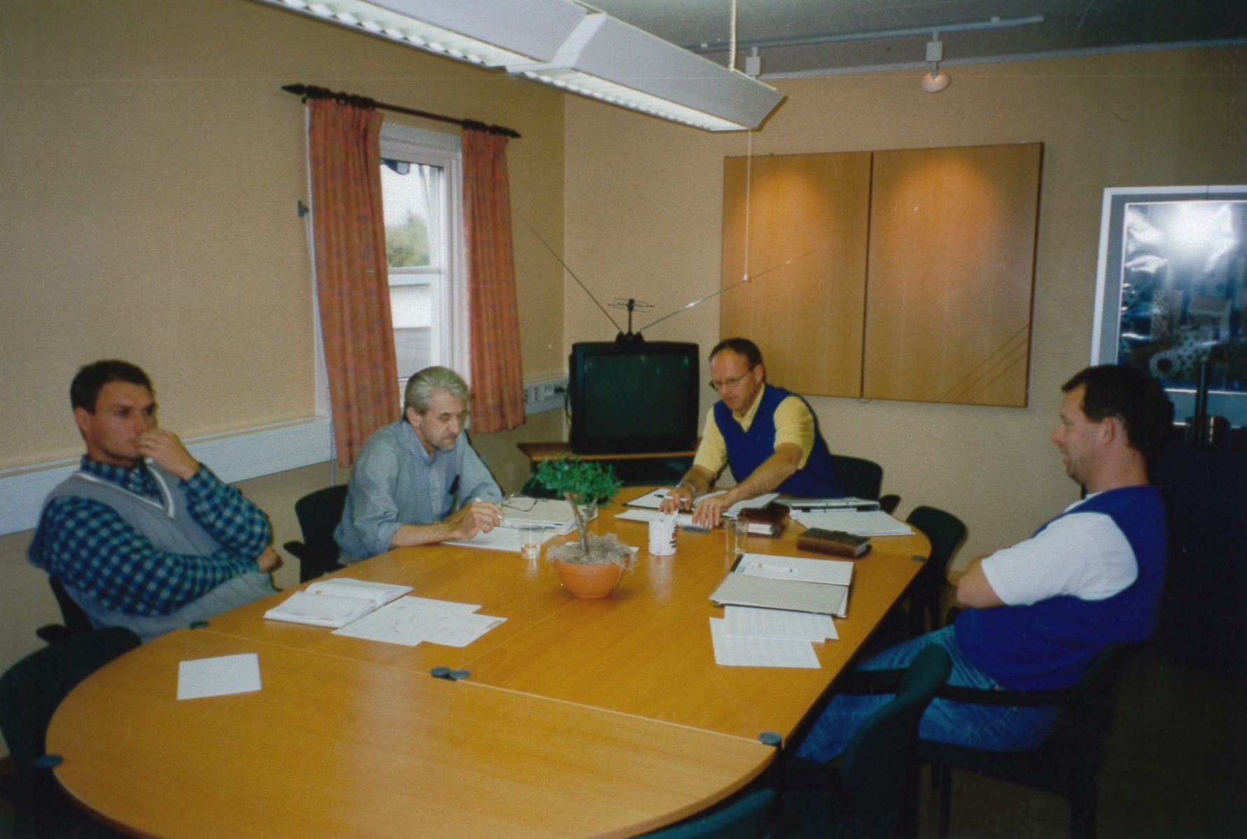 Möte utesäljarna på Lideco 1998. Jouni, Jaromir, Hans och Bosse